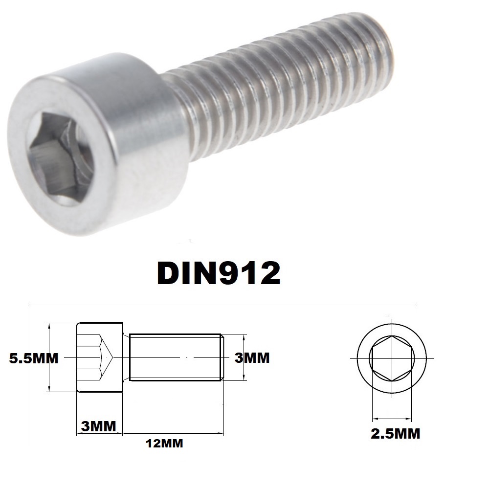 M3X12MM 0.5 THREAD PITCH TITANIUM ALLEN HEAD BOLT GRADE 5